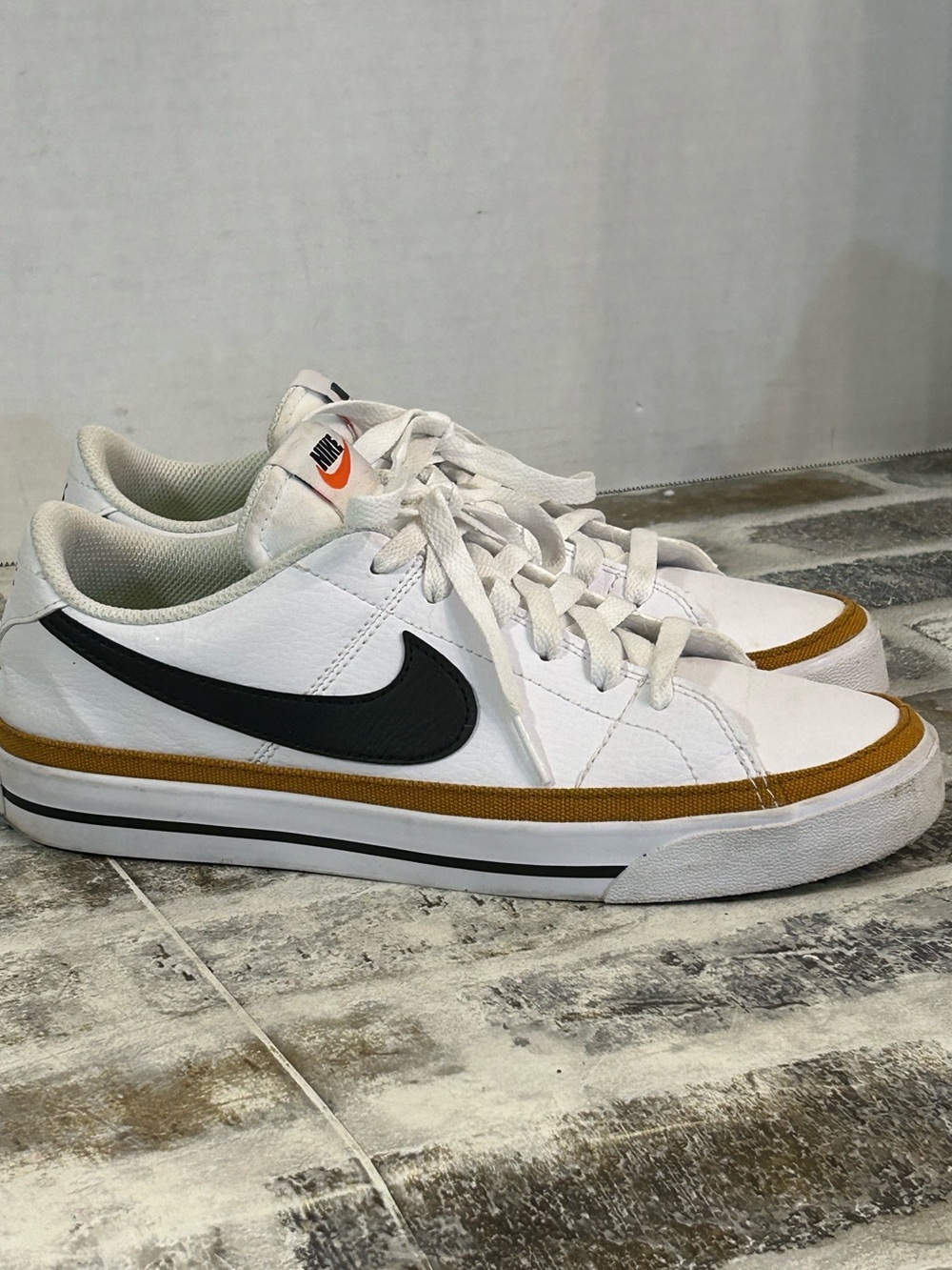 Nike Court Legacy Next Nature Shoes White, Black, and Desert Ochre